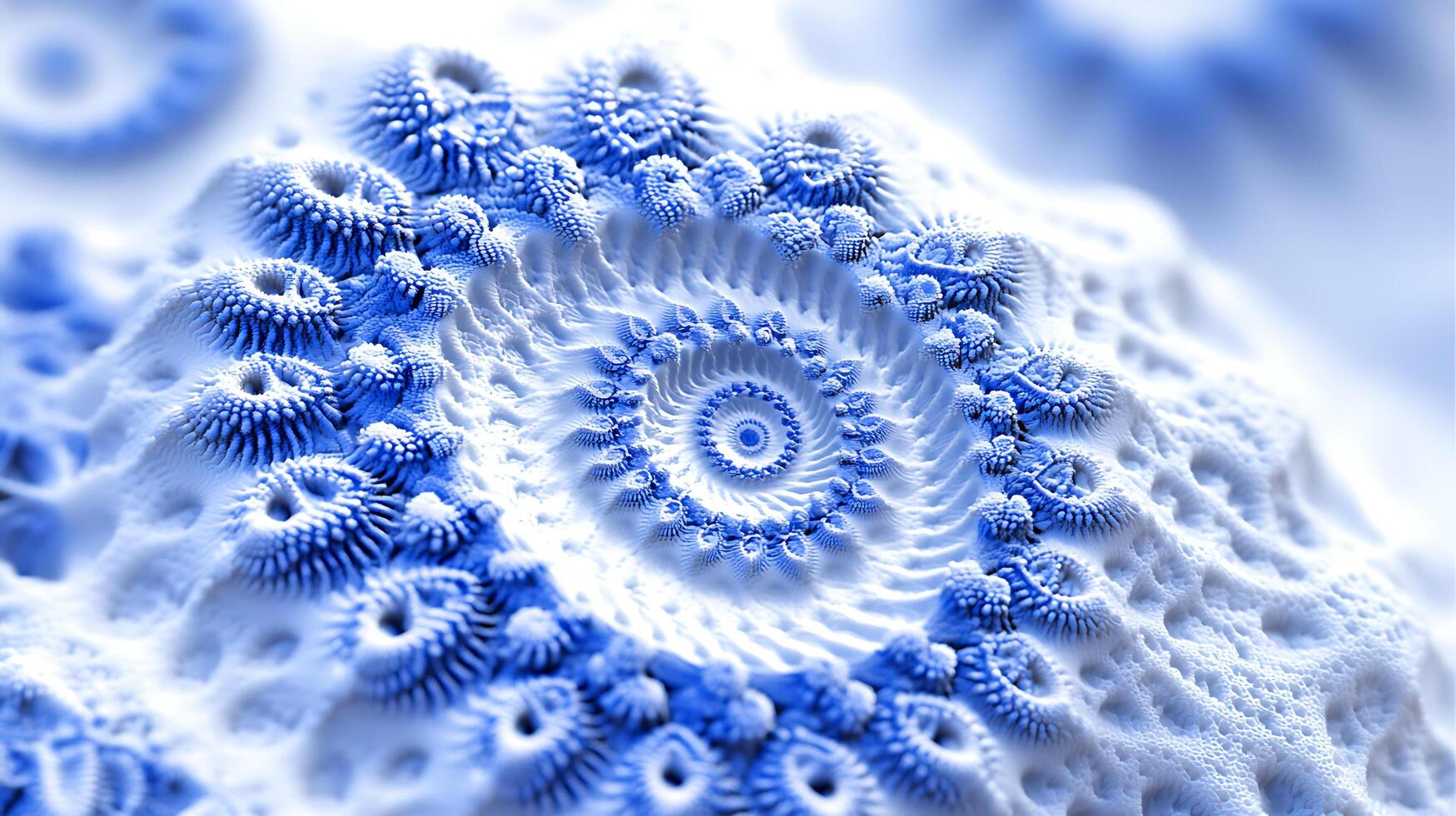Abstract Blue and White 3D Fractal Design With Intricate Patterns photo