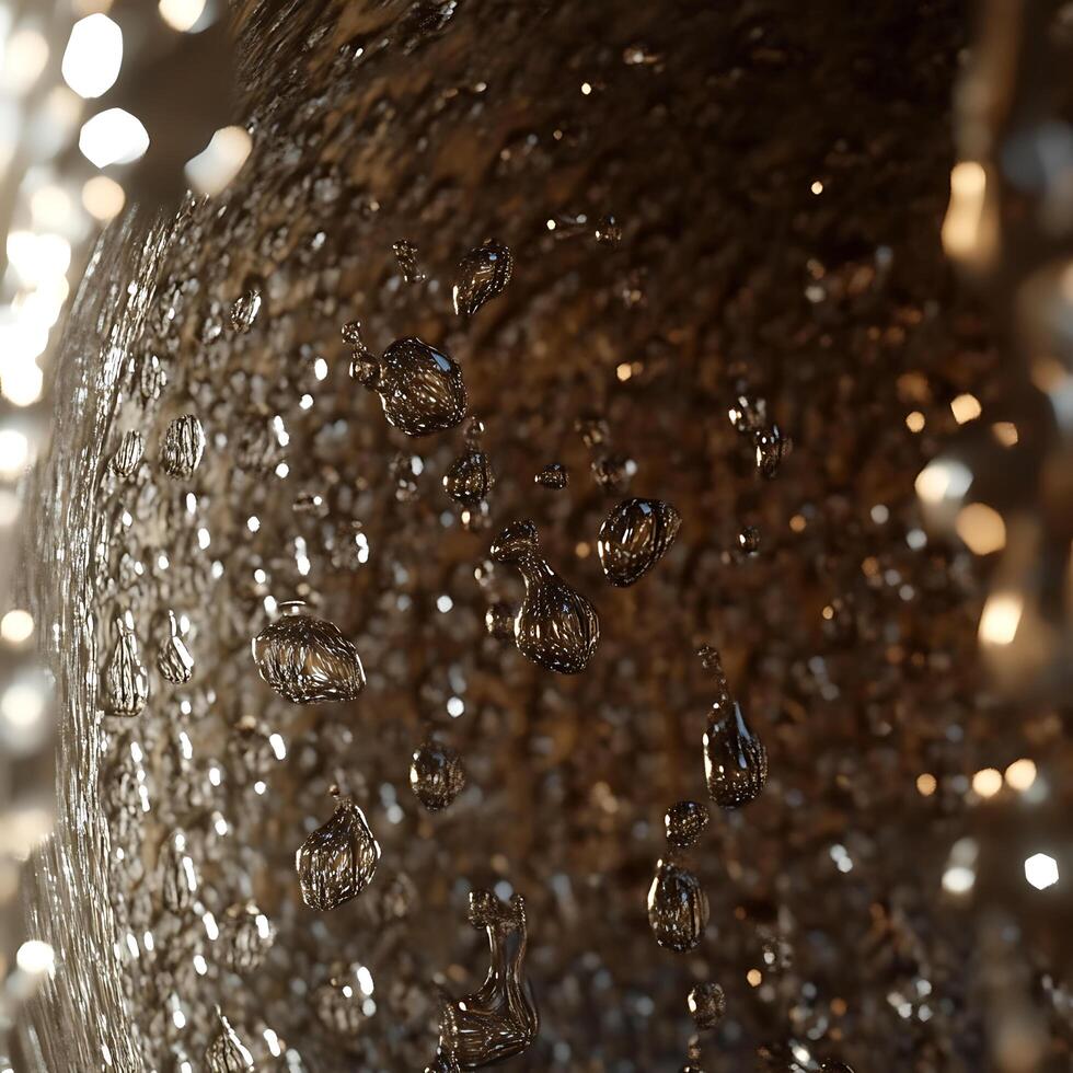 Macro Close-Up of Water Droplets with Golden Backlight photo
