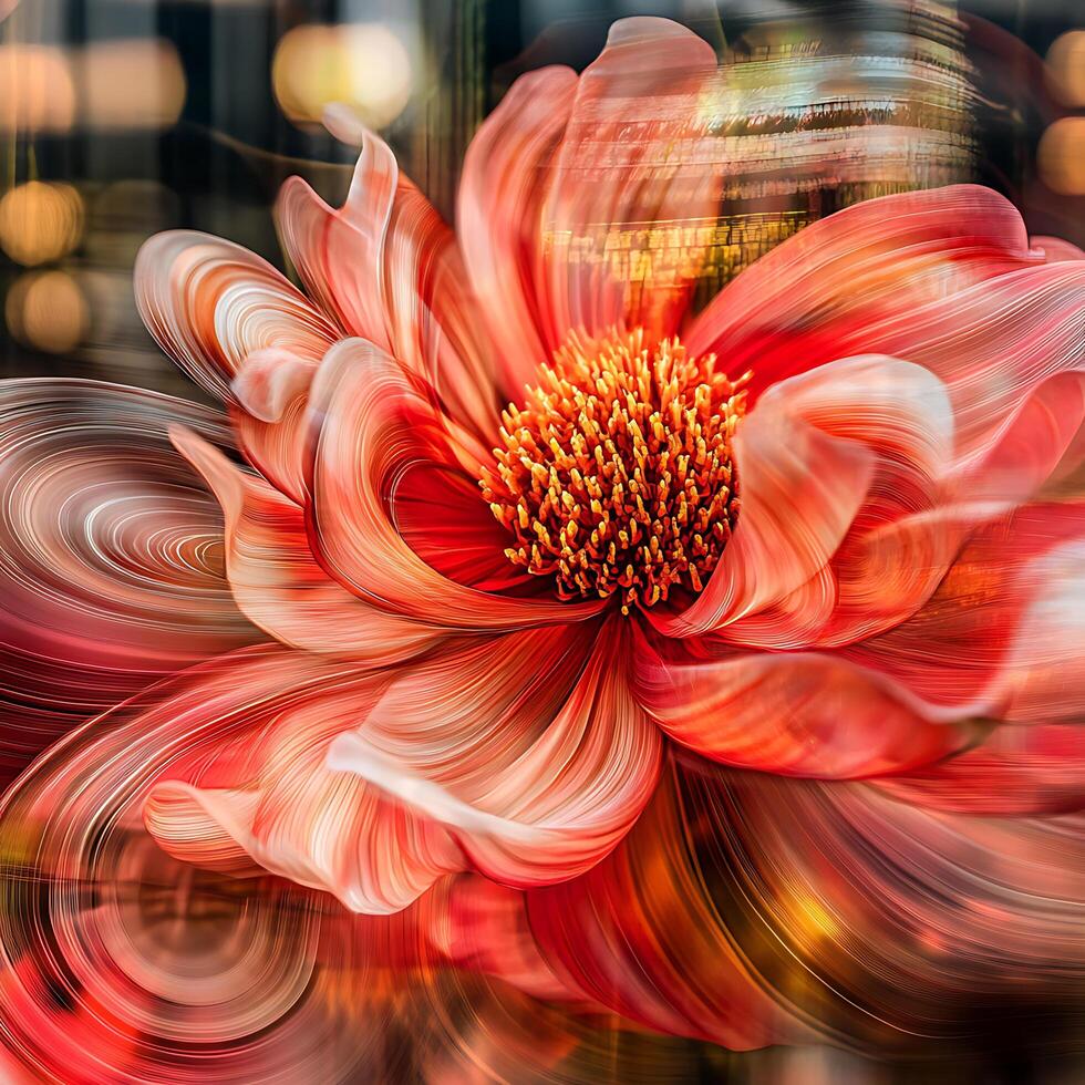 Vibrant Artistic Abstract of a Swirling Red Flower in Bloom photo