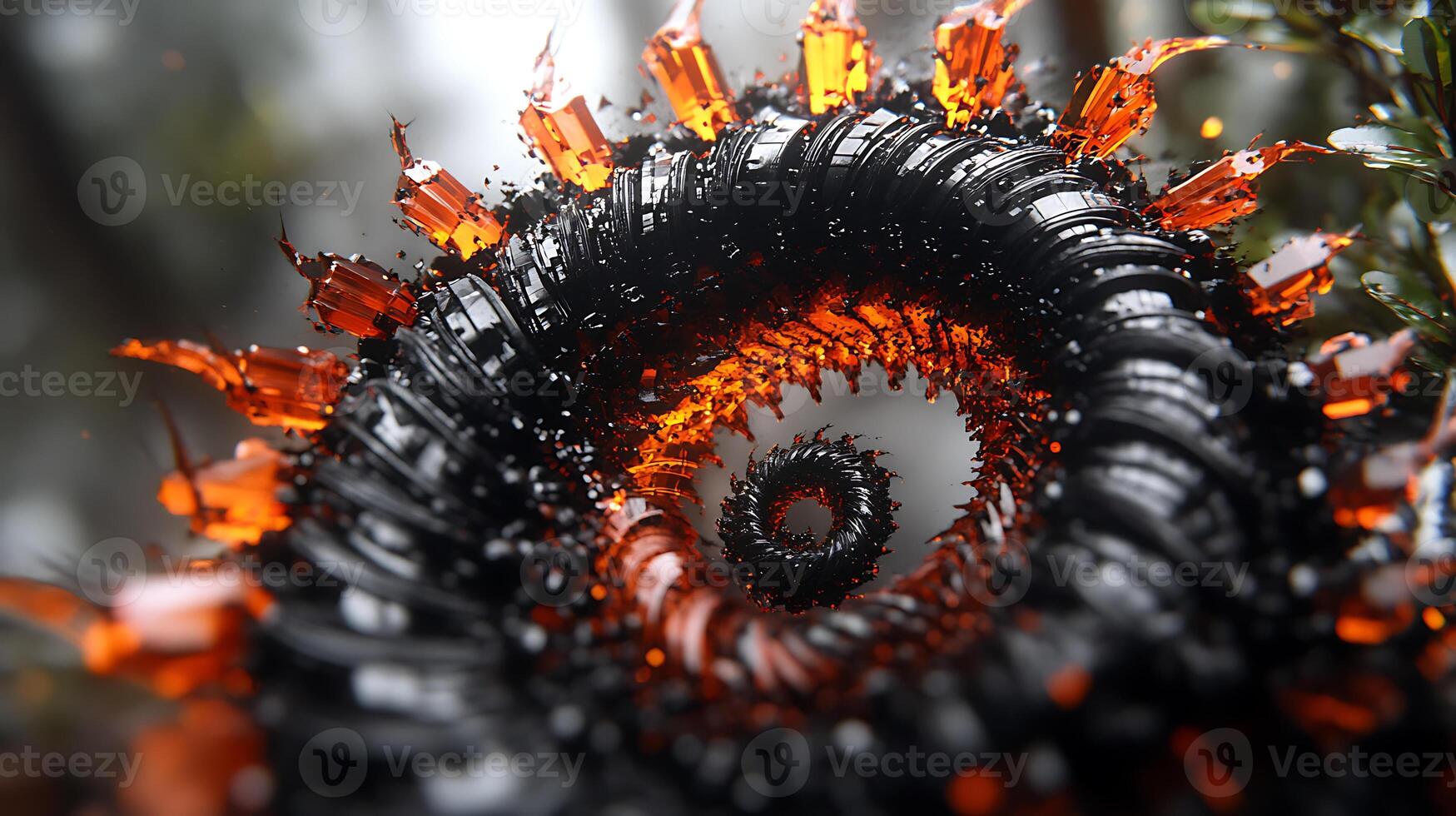 Futuristic Spiral Design Featuring Vibrant Colors and Abstract Crystal Details photo