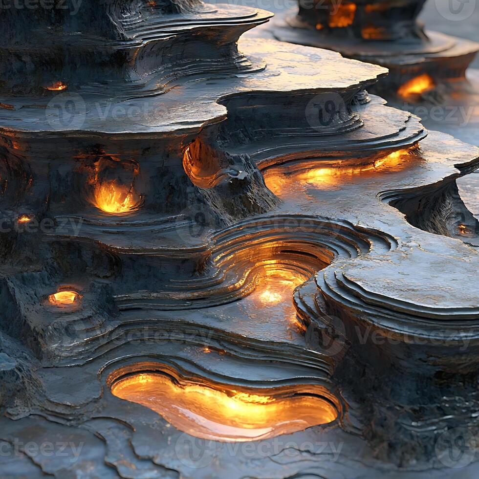 Abstract Layers With Glowing Lava-Like Patterns and Natural Texture photo
