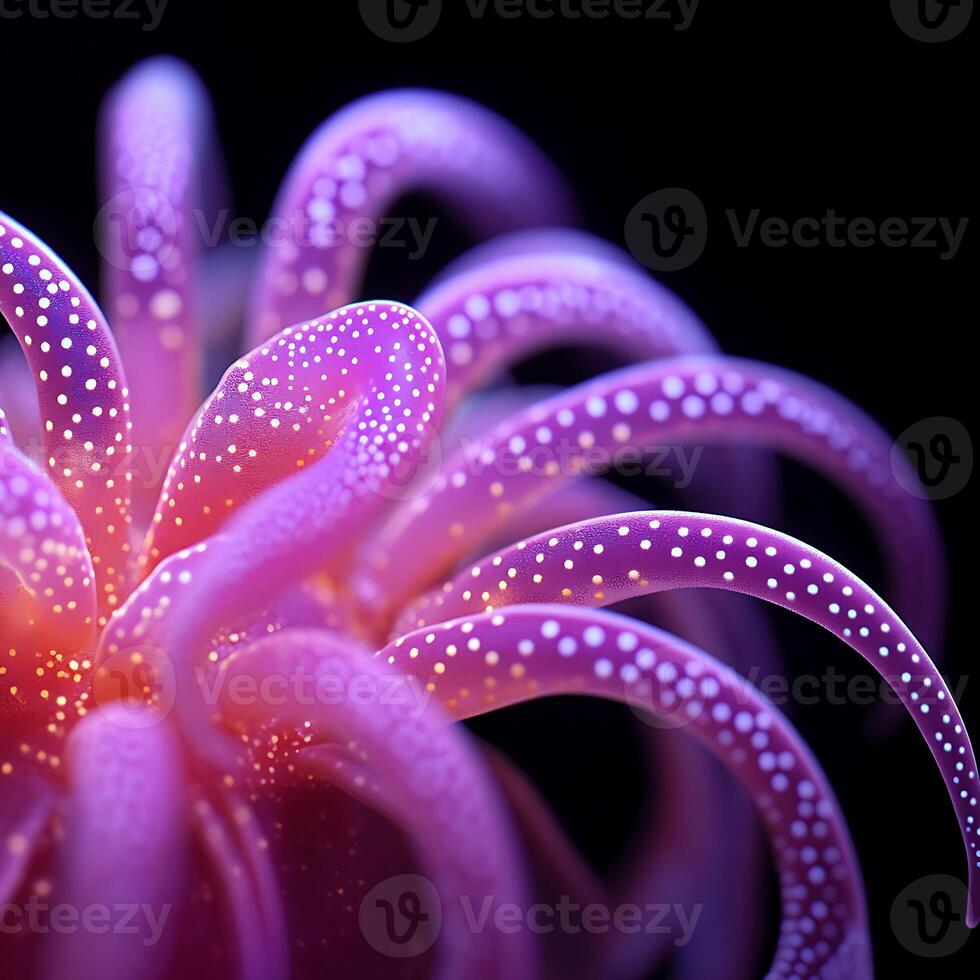 Close-Up View of a Colorful Bioluminescent Marine Organism photo
