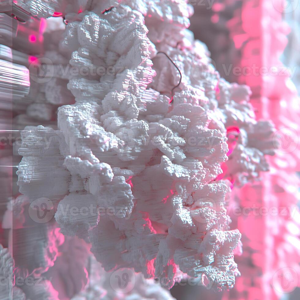 Close-Up of Abstract White Textured Structure with Pink Highlights photo