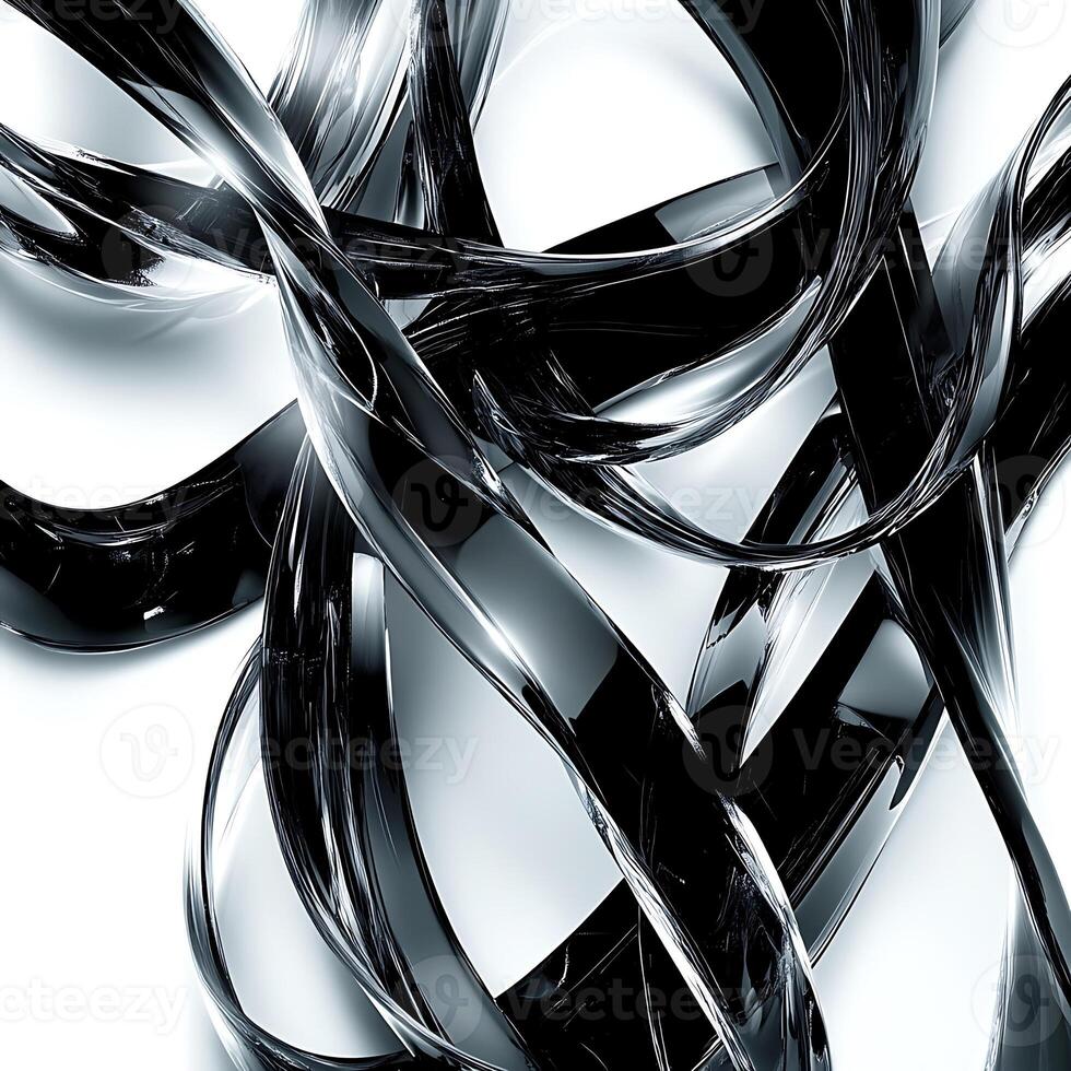 Abstract Metallic Twists with Reflective Surfaces on Light Background photo