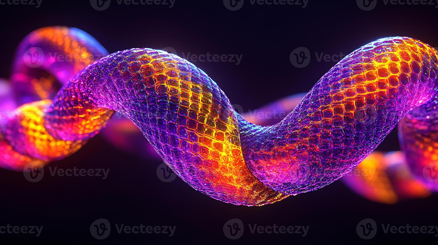 Vibrant Neon Twisting Pattern with Digital Abstract Mesh Effect photo
