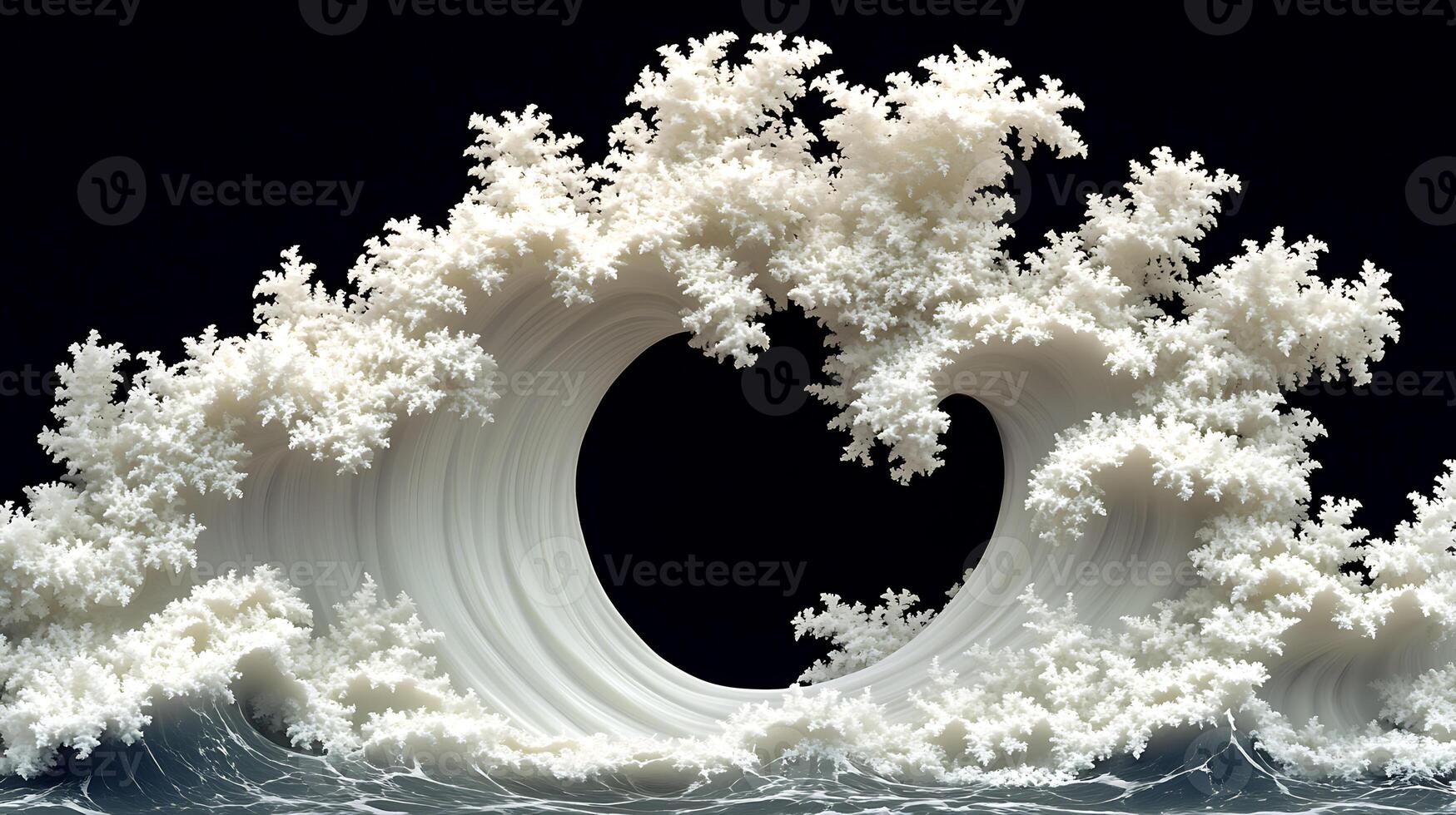 Artistic Fractal Visualization Resembling Ocean Waves and Snowy Patterns photo
