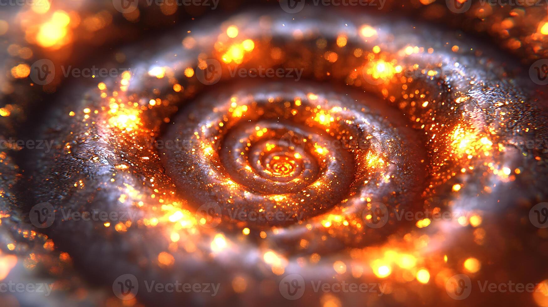 Abstract Glowing Spiral of Light and Colorful Particles photo