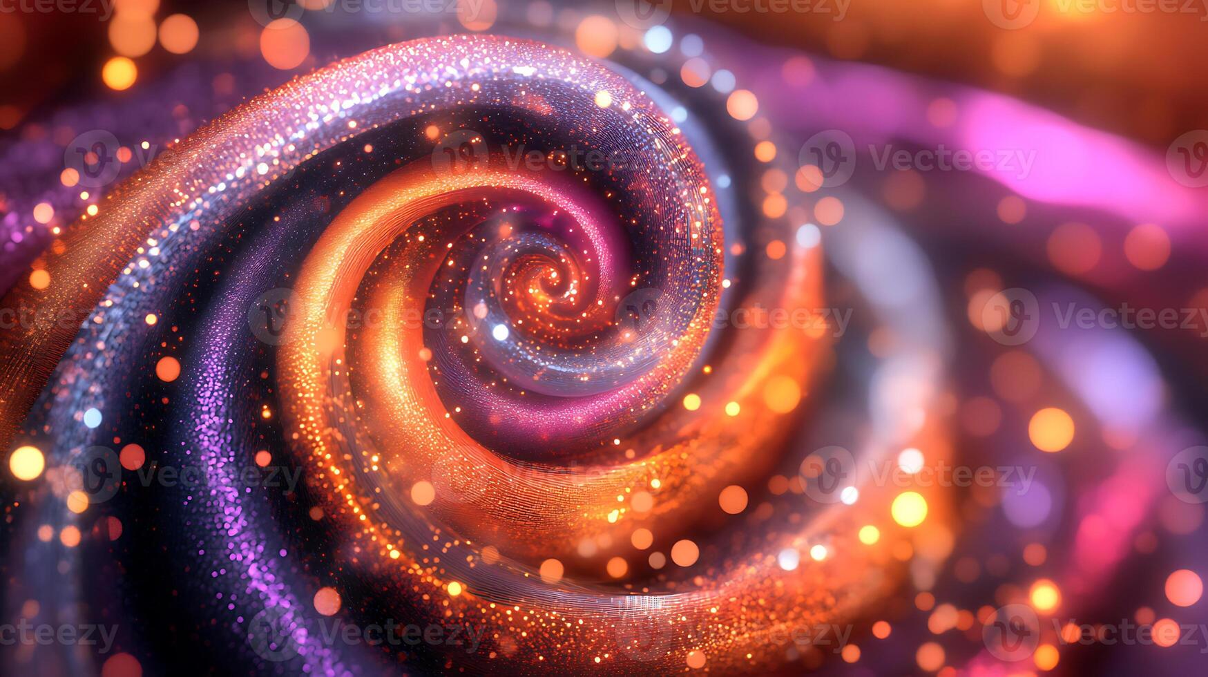 Glowing Abstract Spiral of Colorful Lights and Bokeh Effects photo