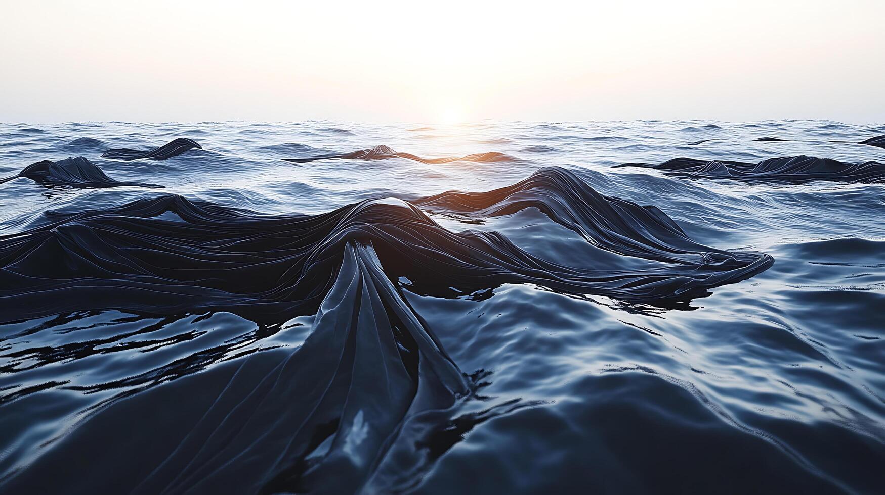 Abstract Ocean Waves Illuminated by a Glowing Sunrise photo