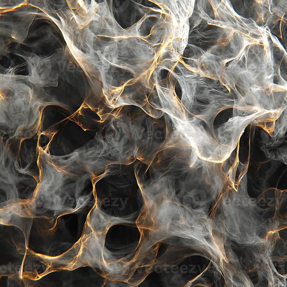 Abstract Smoky Patterns With Golden Highlights on Black Background photo