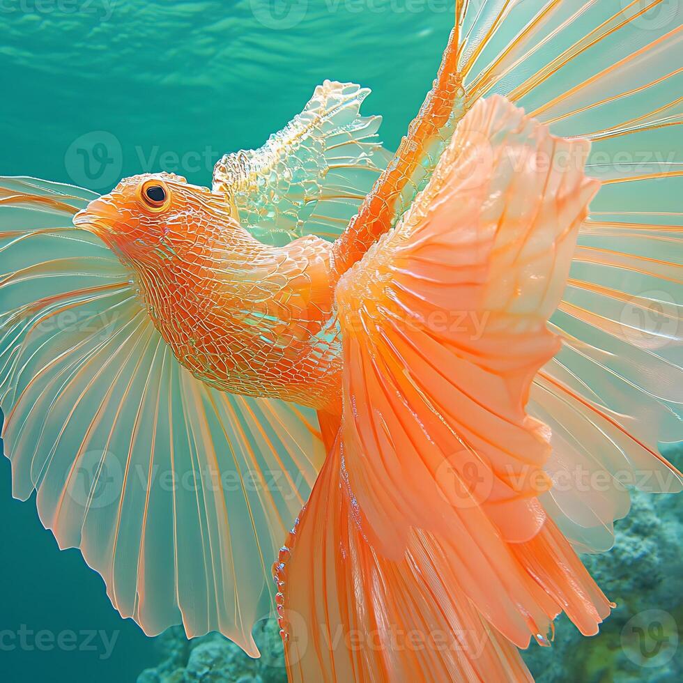 Vibrant Exotic Fish Displaying Translucent Fins in Crystal Clear Waters photo