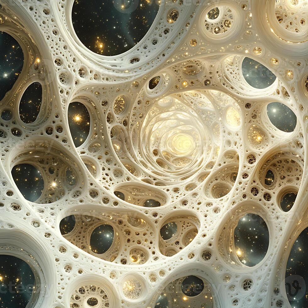 Abstract Fractal Structure with Cosmic Elements and Intricate Patterns photo