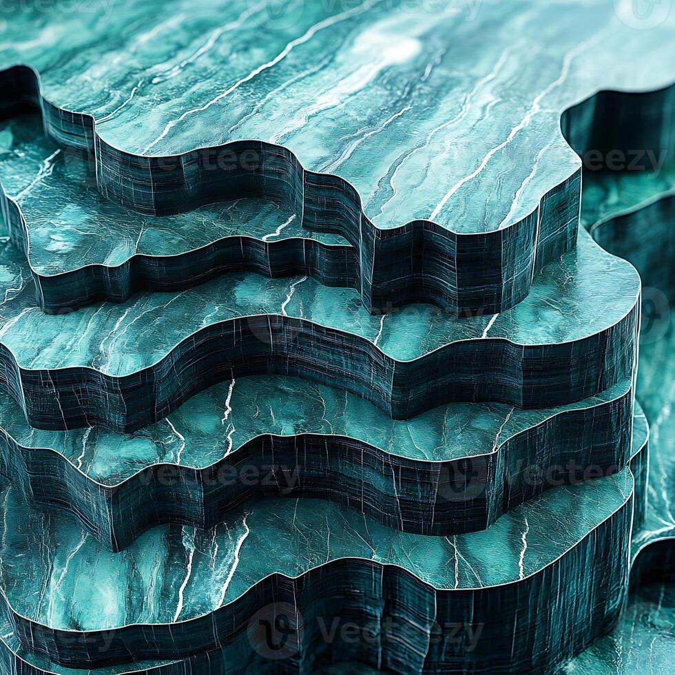 Abstract Layers of Turquoise Marble in Artistic Design photo