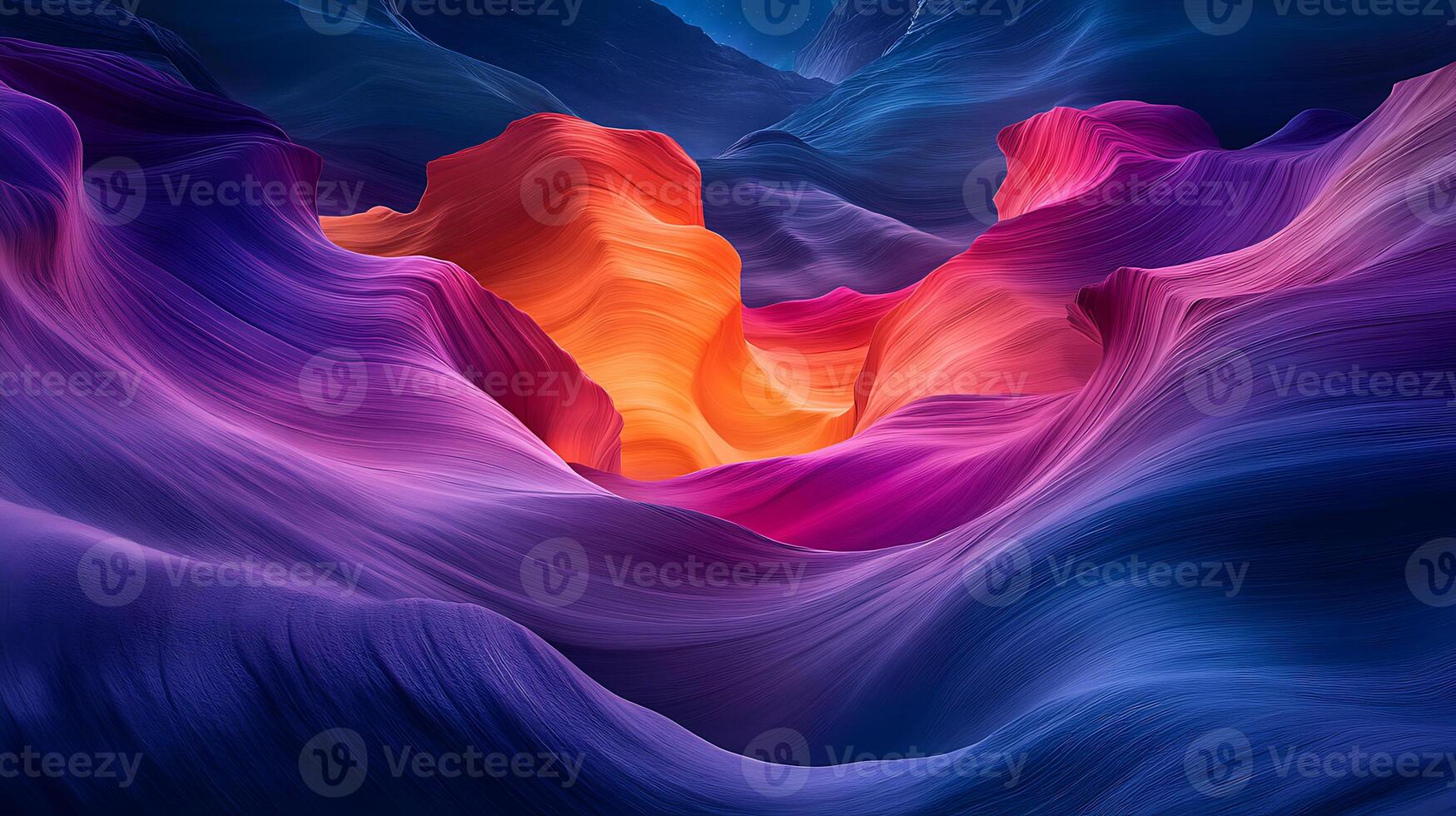 Vivid Abstract Landscape With Multicolored Flowing Textures and Illusions of Depth photo