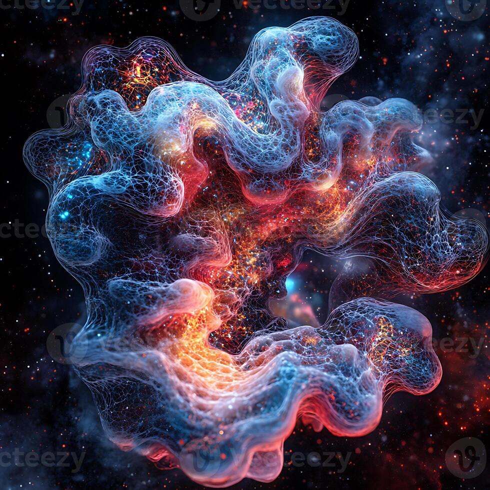 Abstract Visualization of a Cosmic Nebula Forming in Space photo