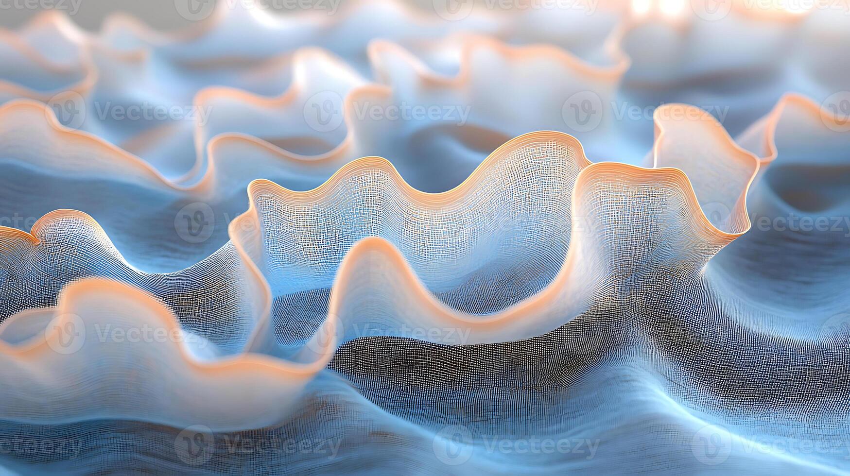 Abstract Textured Landscape With Fluid Transparent Layers in Blue and Orange Tones photo