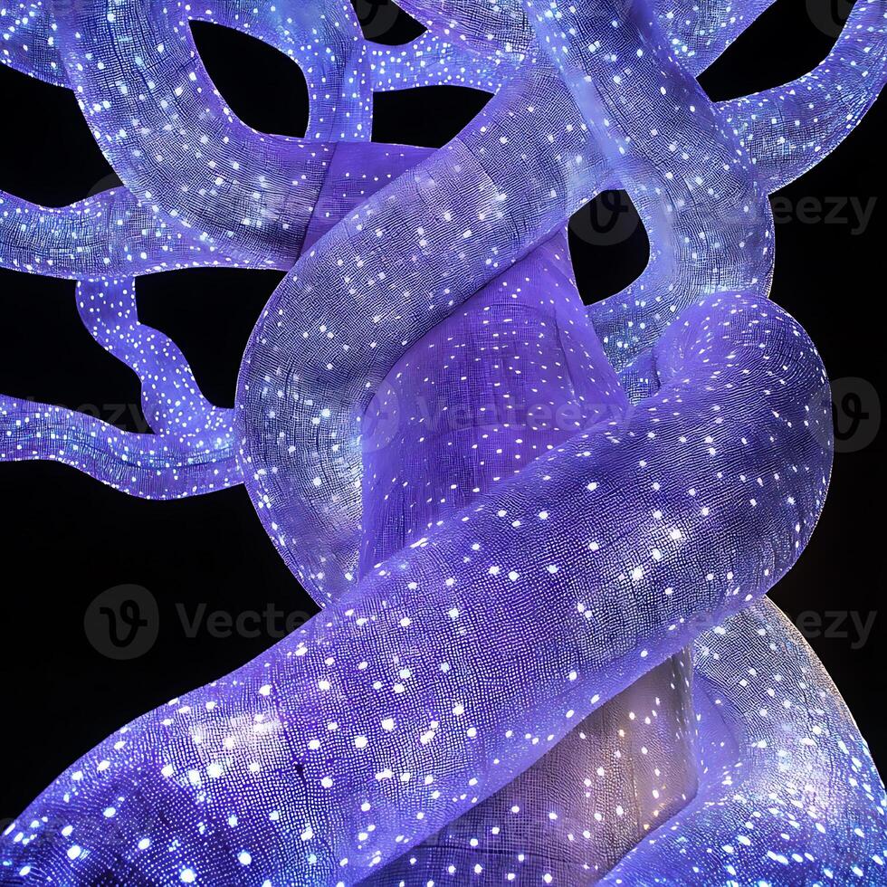 Glowing Illuminated Abstract Structure at Night with Cosmic Patterns photo