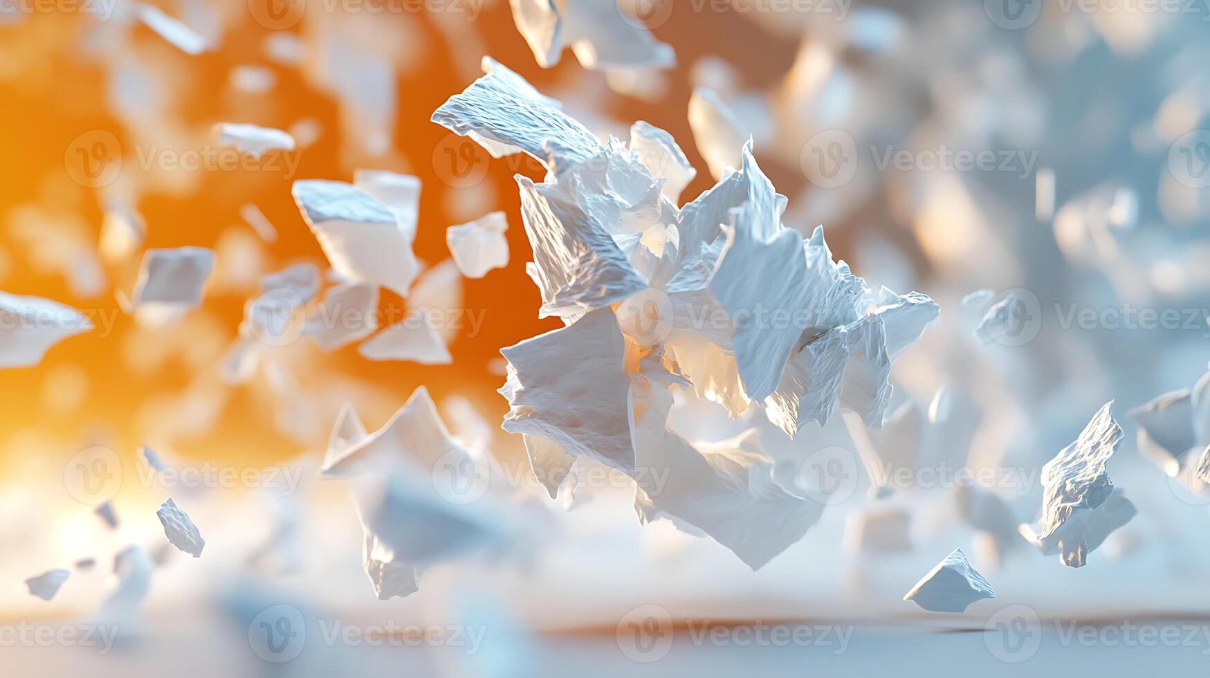 Dynamic Abstract Aesthetics of Floating Fragmented Shapes in Warm Tones photo