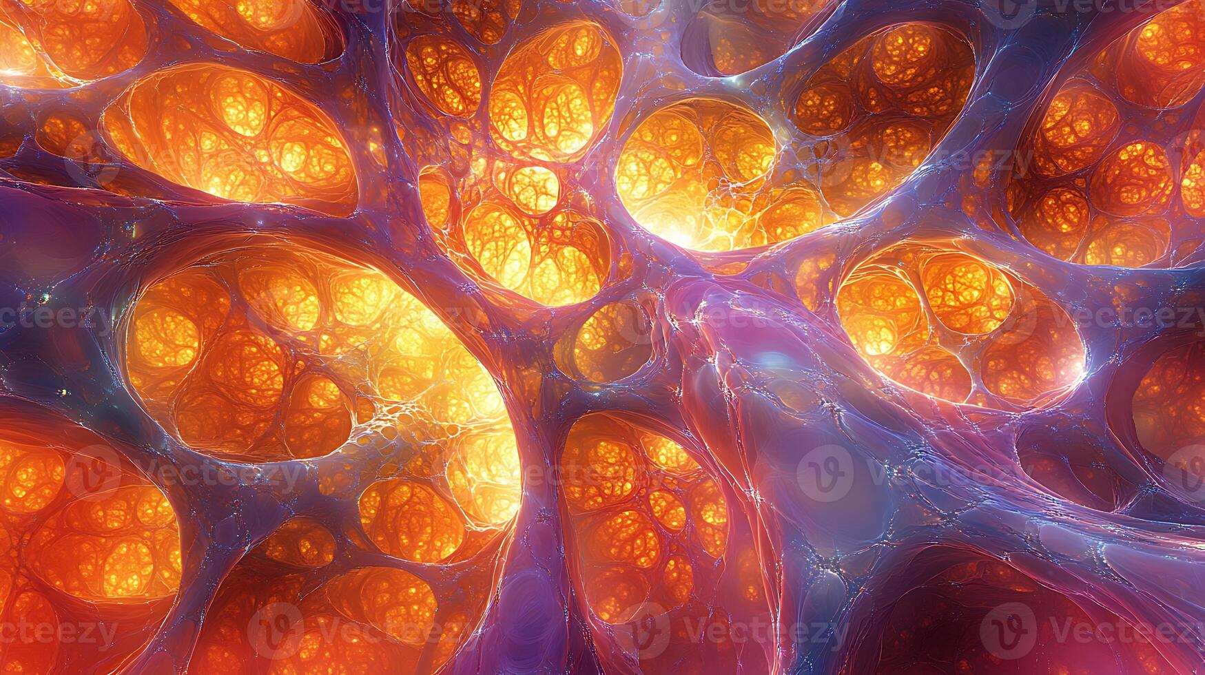 Abstract Glowing Organic Structure with Lattice-Like Shapes and Fiery Colors photo