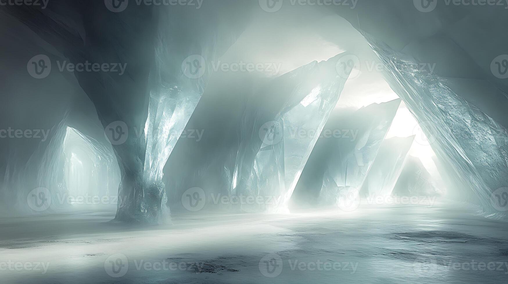 Majestic Translucent Ice Cave with Pristine Frosty Passages and Sunlit Entrances photo