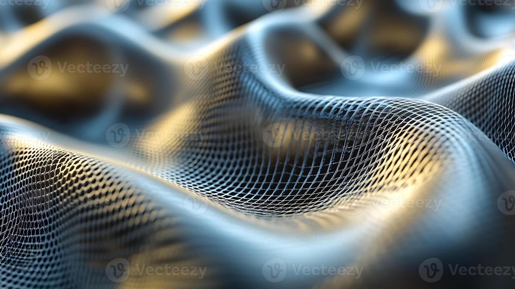Abstract Metallic Geometric Mesh With Organic Textures and Golden Glow photo
