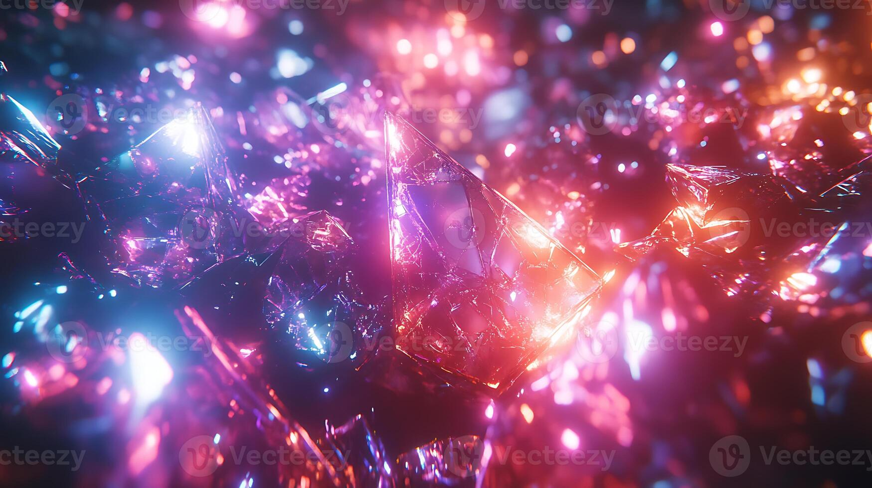 Abstract Crystal Fragments in Vividly Lit Magical Lighting photo