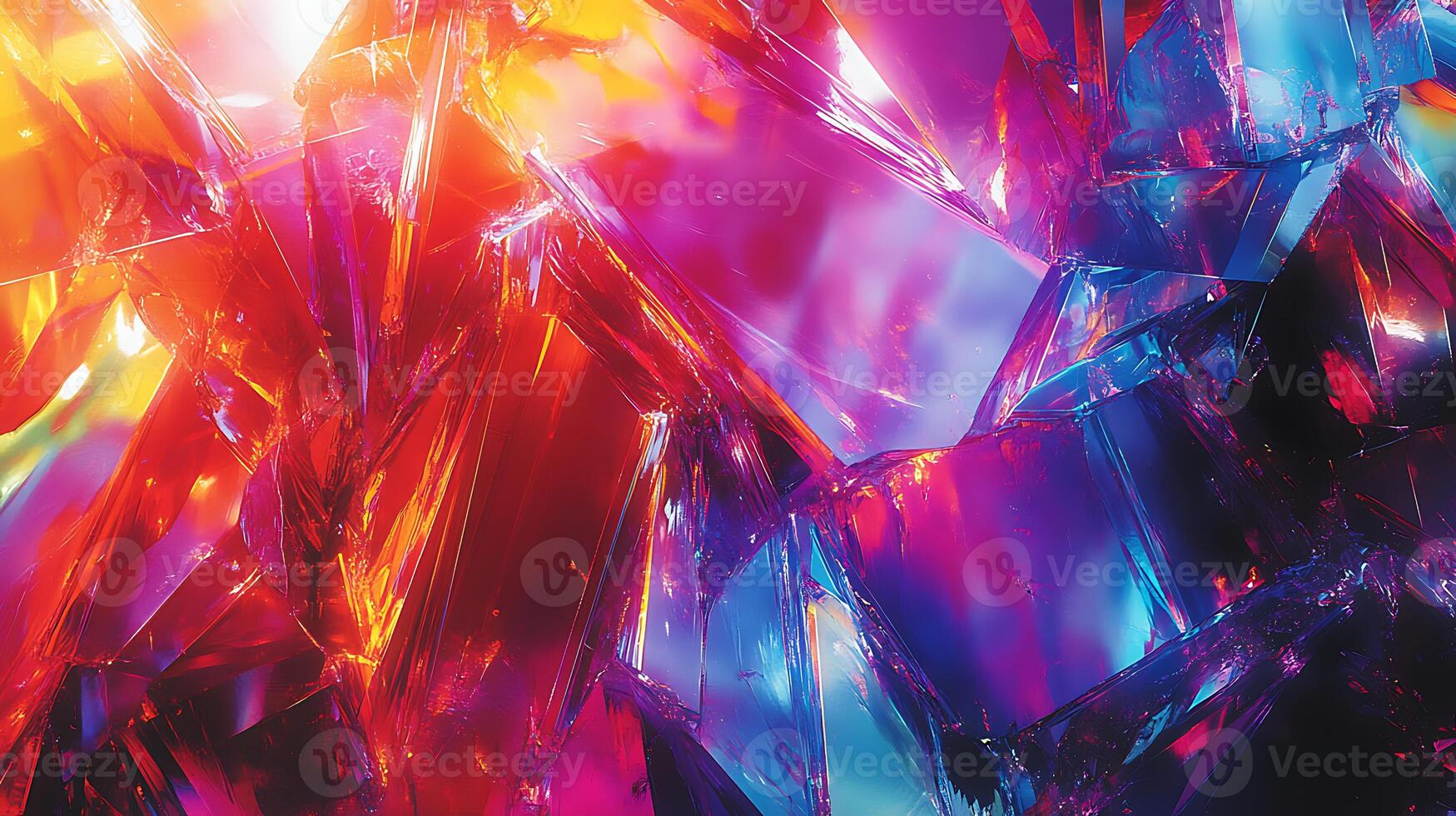Vivid Portrait of Colorful Abstract Fractured Crystals in Gradient Lighting photo