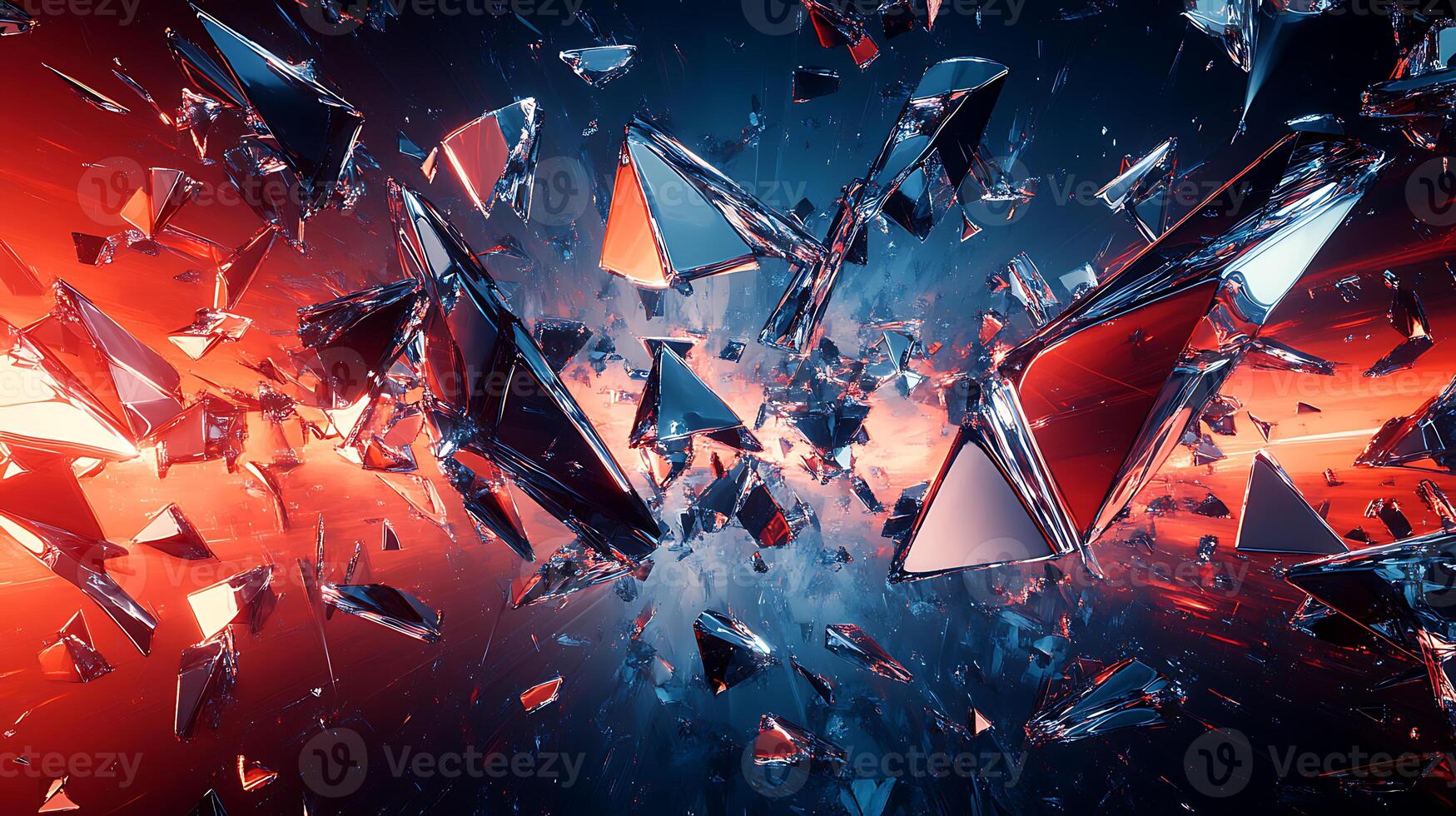 Dynamic Shattered Glass Explosion with Bright Abstract Colors photo
