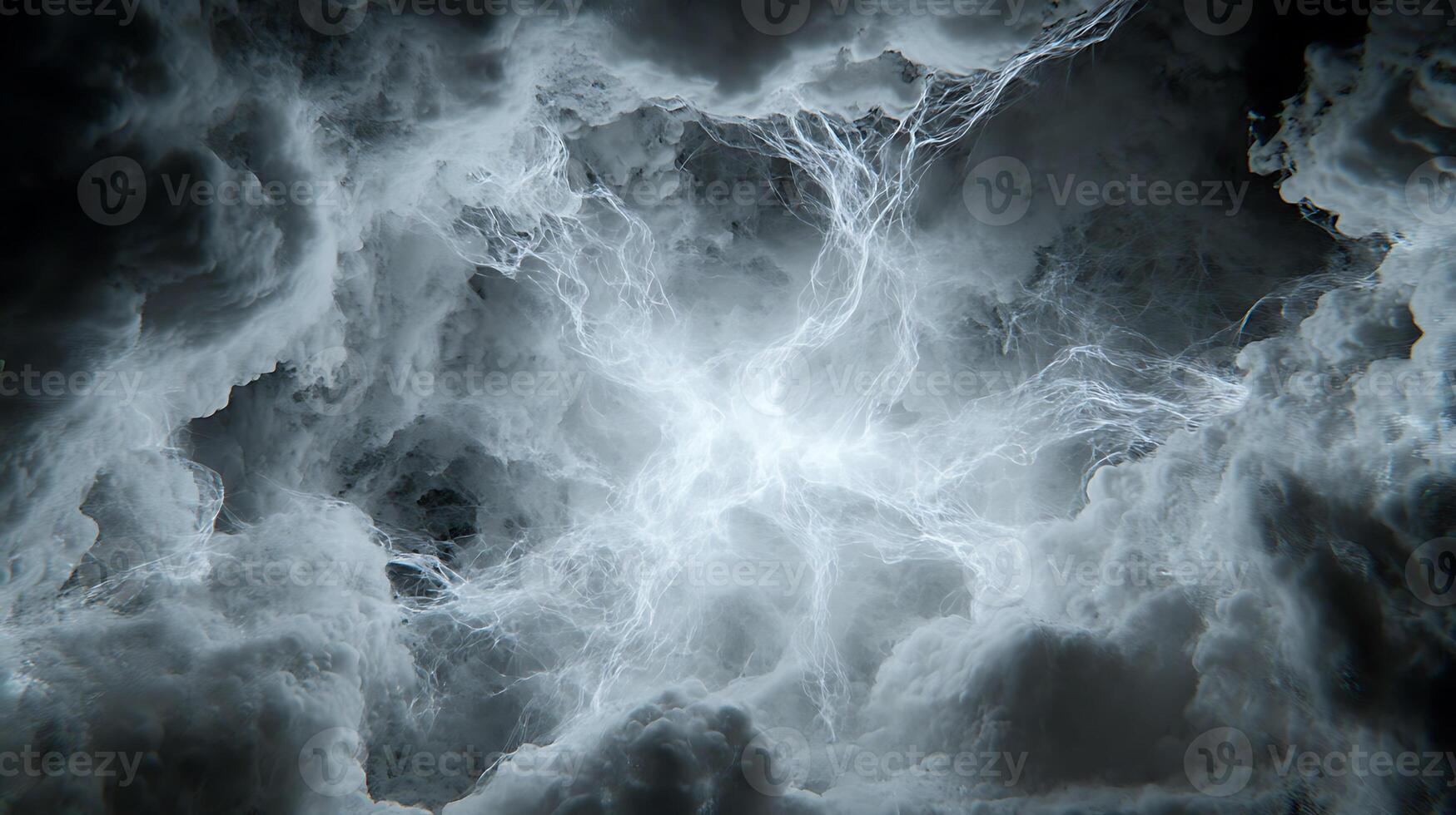 Intricate Lightning-Like Energy Form Amidst Dense Clouds photo