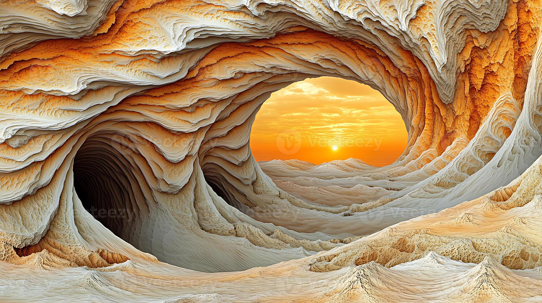 Spectacular Abstract Landscape With Artistic Natural Spirals and Sunset View photo