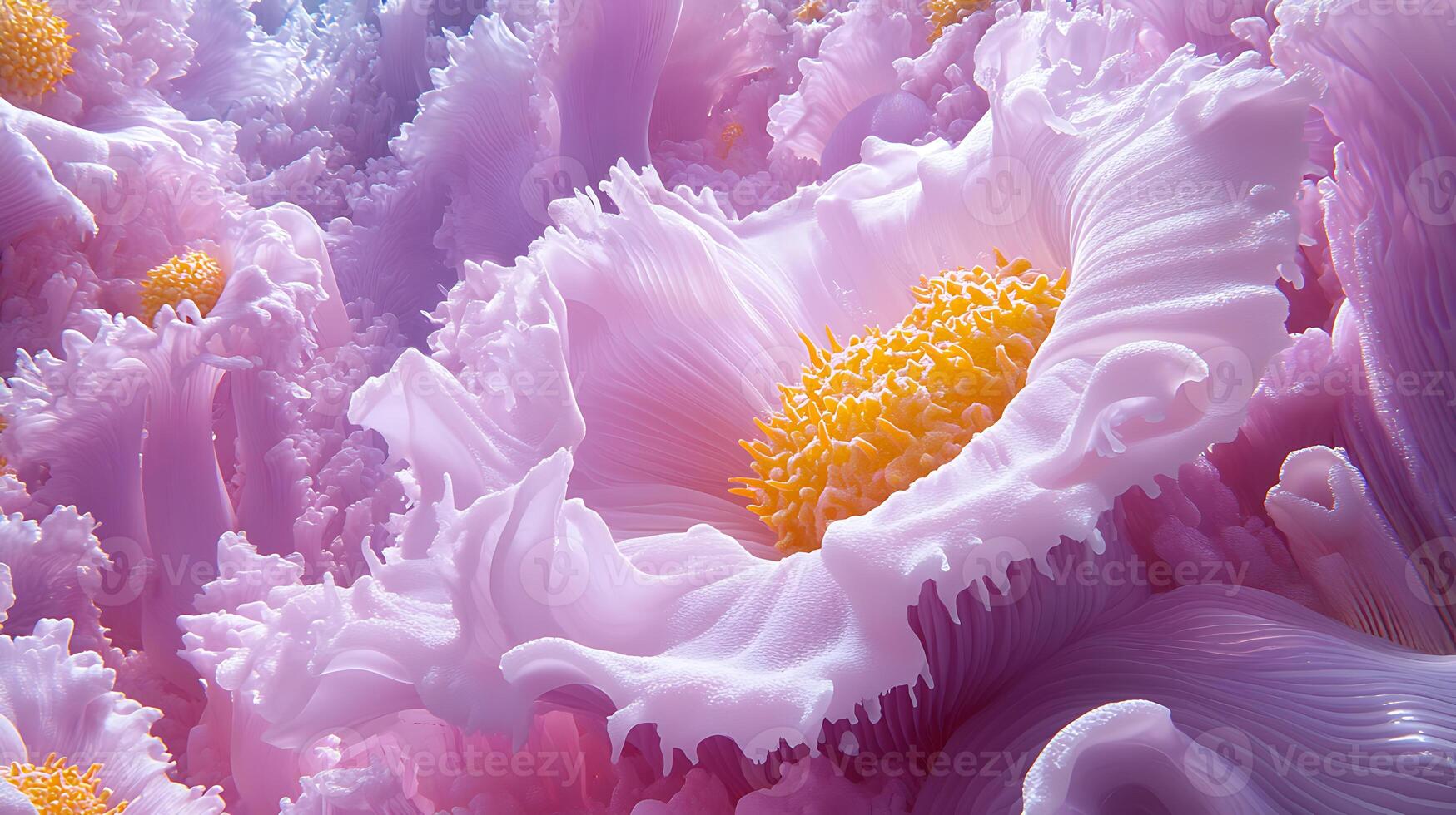 Abstract Floral Landscape in Pastel Tones with Detailed Textured Design photo