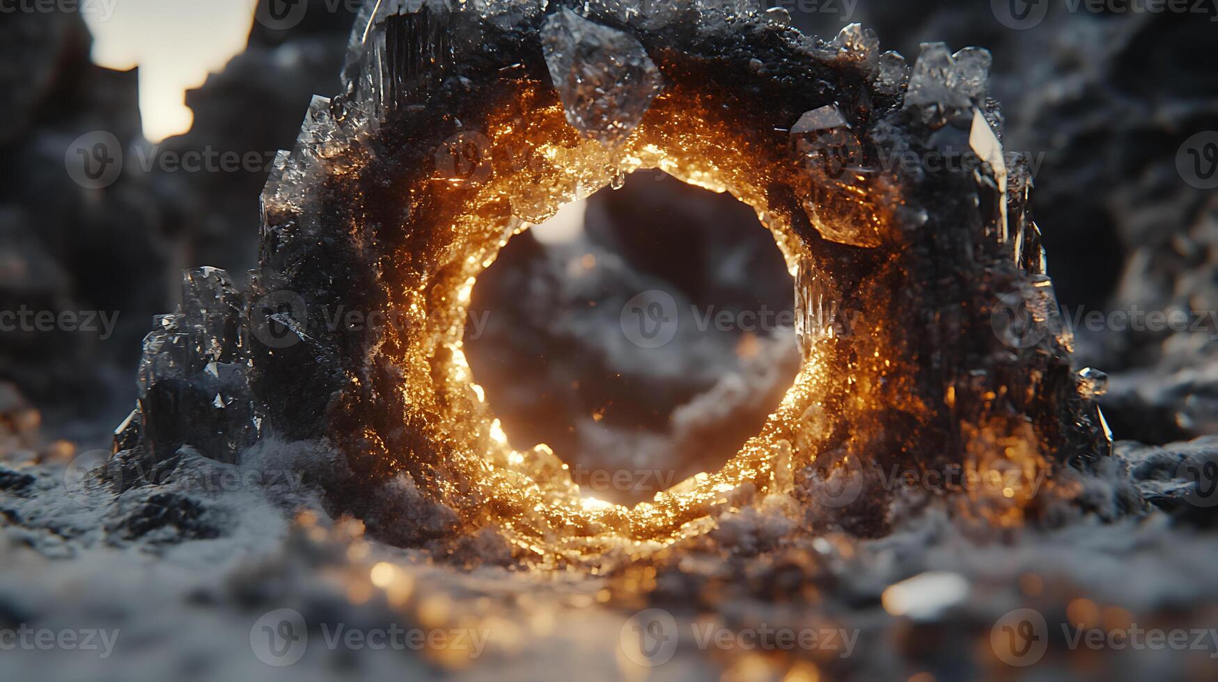 Radiant Crystal Archway Illuminated by Soft Glowing Light photo
