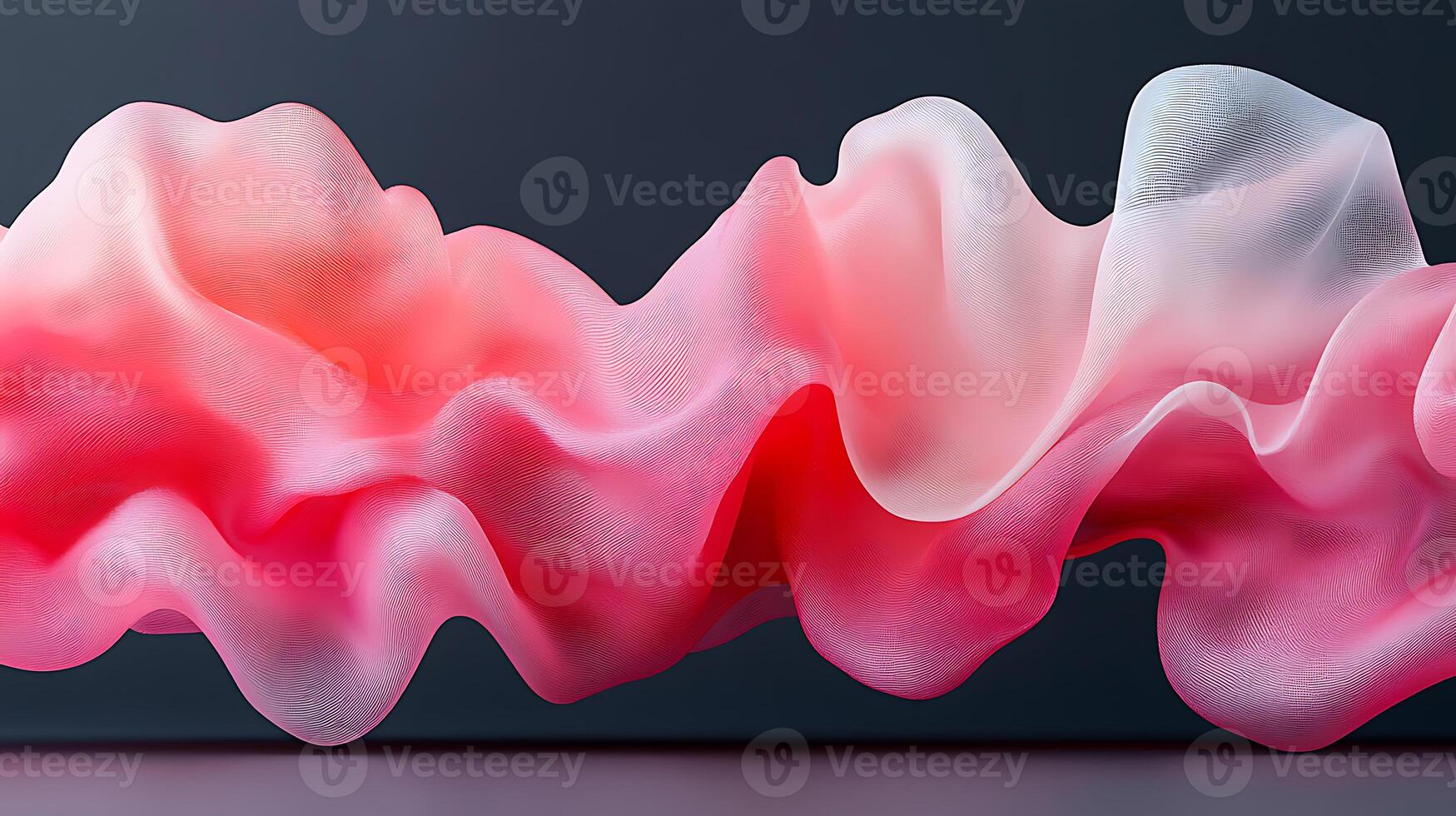 Abstract Pink and White Flowing Fabric-Like Sculpture on Dark Background photo
