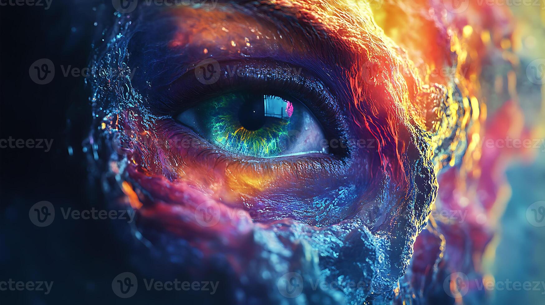 Close-Up of a Vividly Colored Abstract Human Eye Design photo