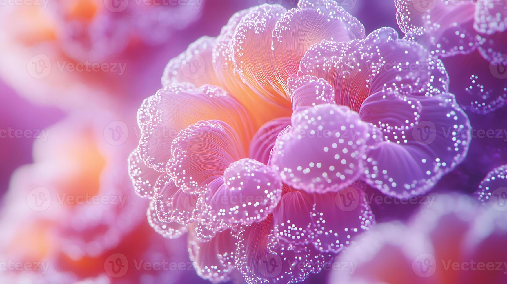 Abstract Close-Up of Glow-In-The-Dark Coral in Vibrant Colors photo