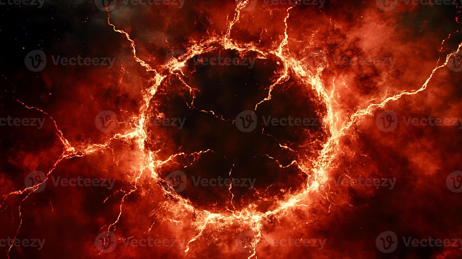 Bright Fiery Plasma Ring Background with Intense Red and Orange Swirls photo