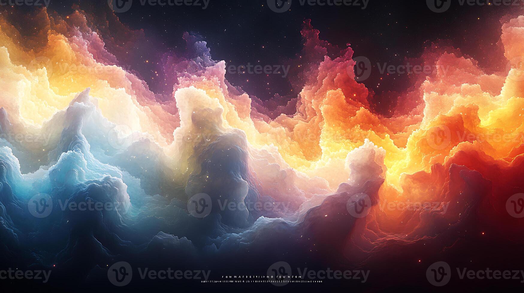 Vibrant Cosmic Nebula With Multicolor Clouds and Starry Background photo