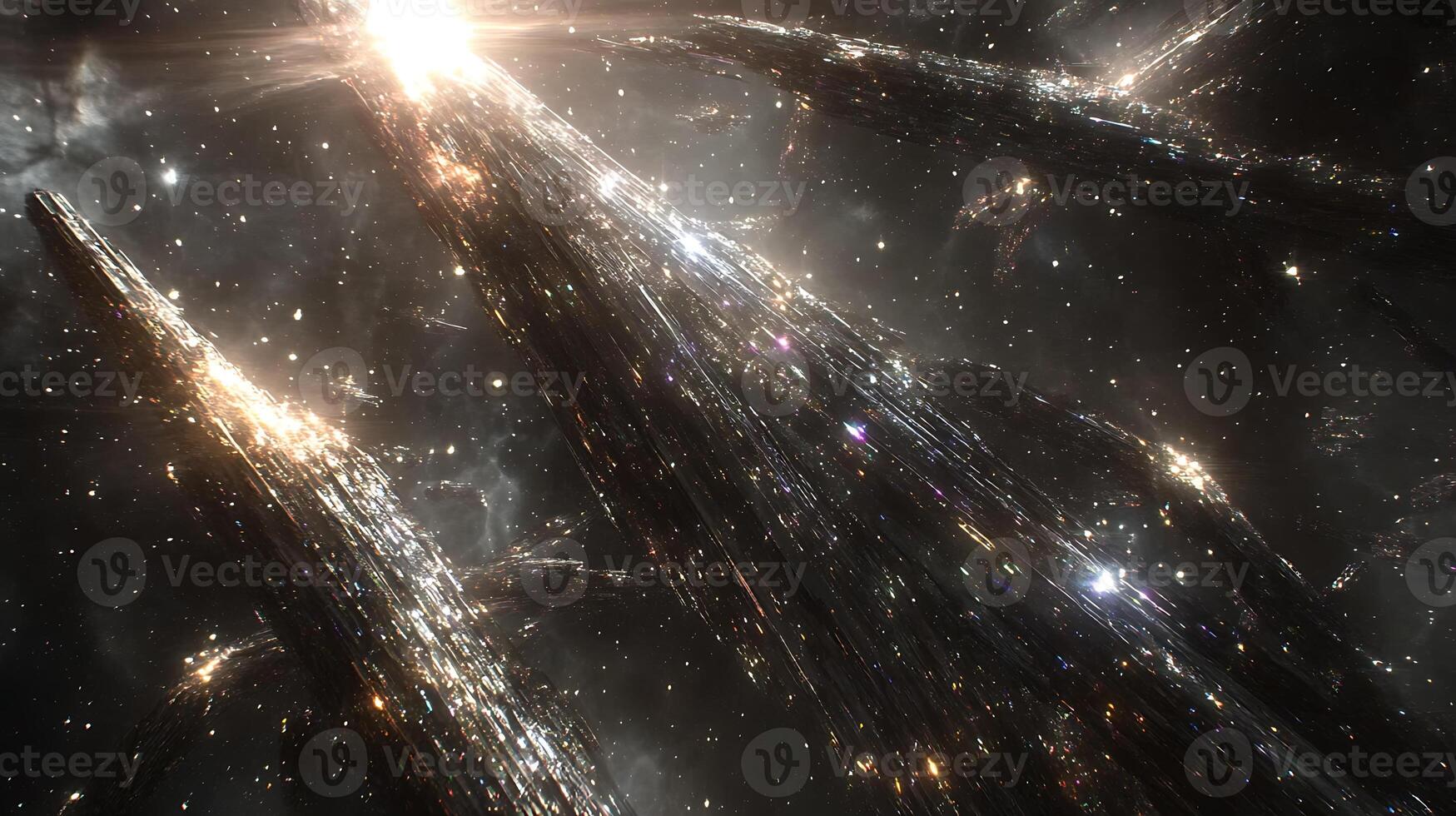 Majestic Cosmic Structures Surrounded by Sparkling Stars in Deep Space photo