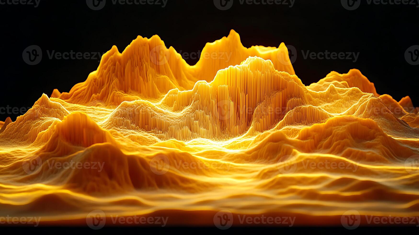 Golden Abstract Digital Terrain with Stunning Illuminated Peaks photo