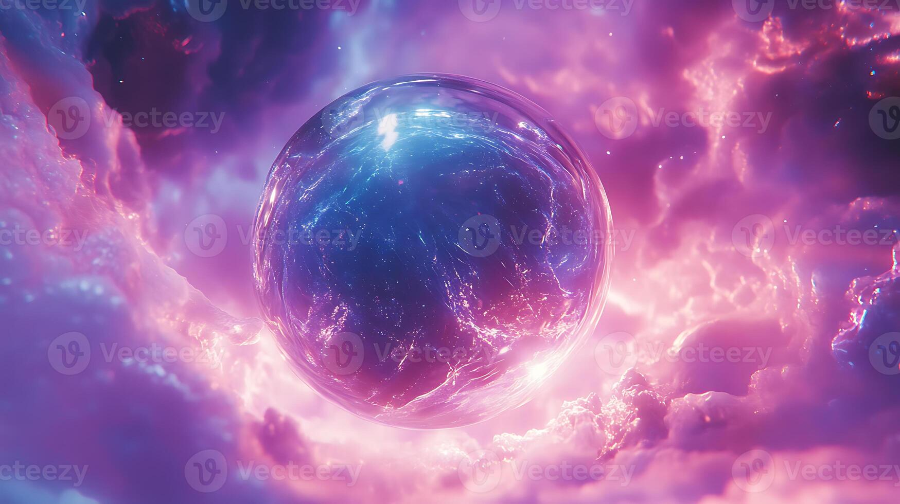 Magical Orb in a Vibrant and Mystical Cosmic Setting photo