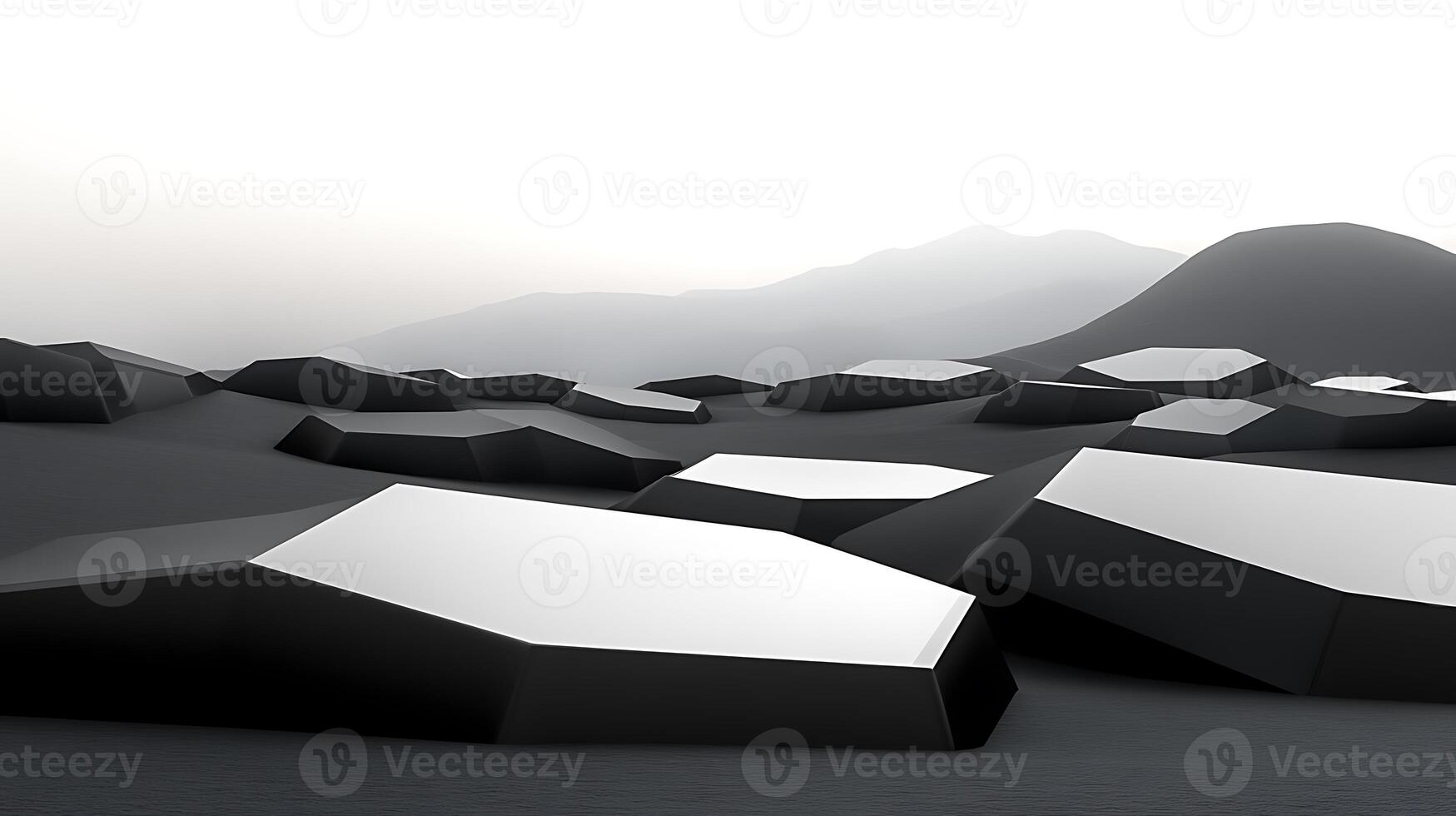 Abstract Hexagon Shapes in a Minimalist Landscape with Soft Background photo