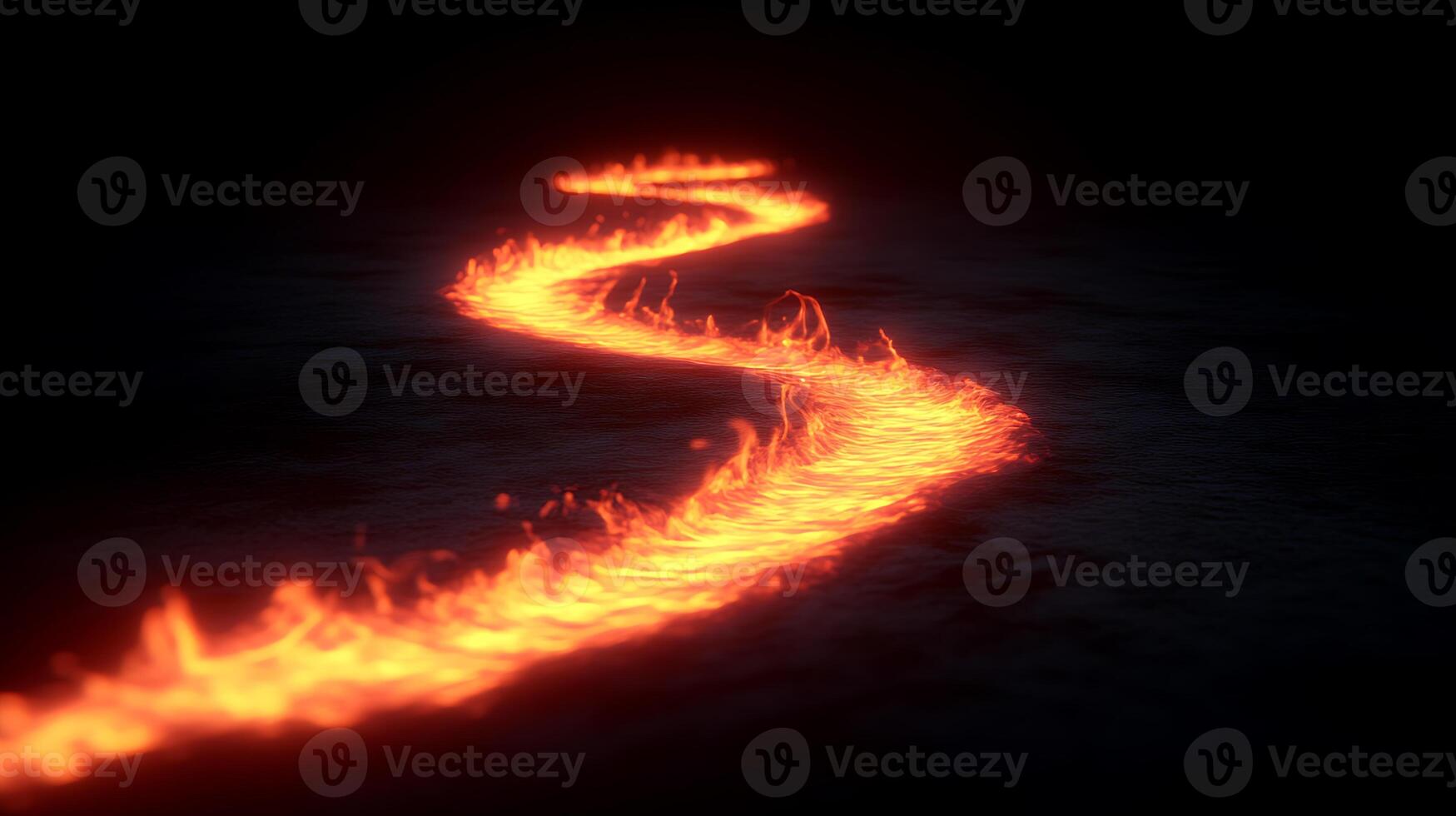 Fiery Pathway Twisting Through Darkness With Glowing Molten Ambience photo