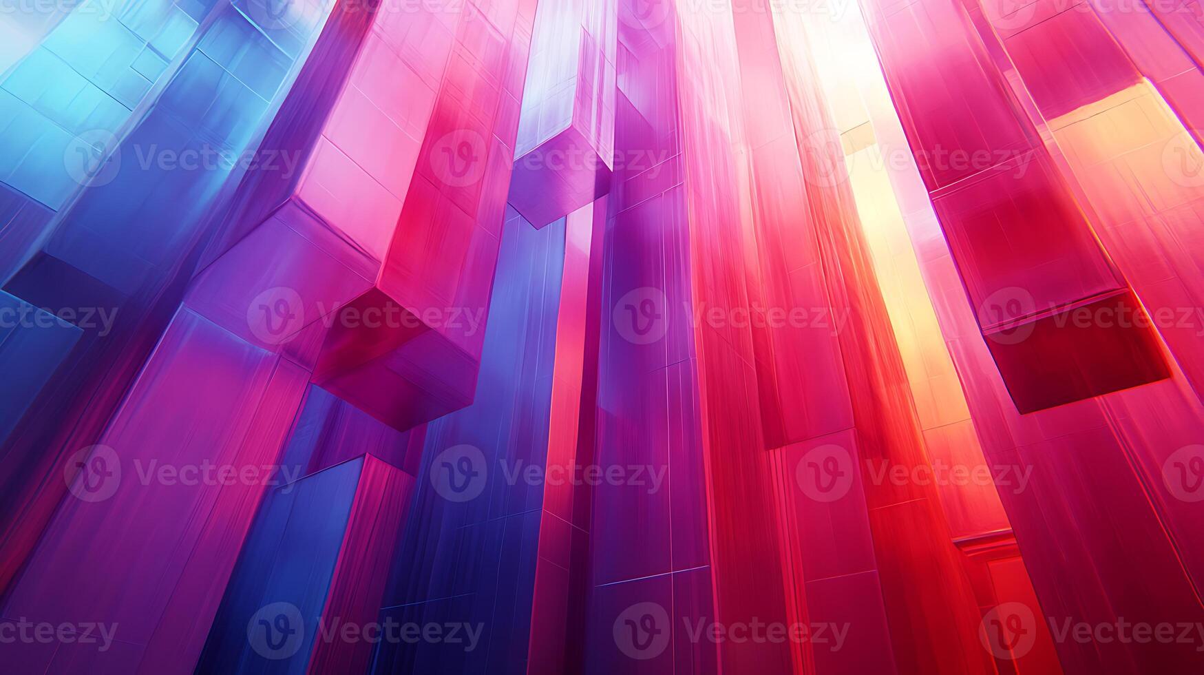 Vibrant Abstract Composition of Colorful Geometric Rectangles in Gradient Tones photo