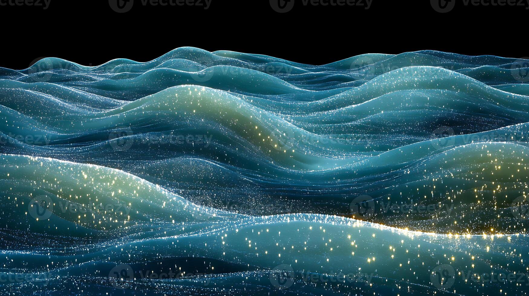 Abstract Digital Design of Luminous Flowing Waves with Sparkling Particles photo