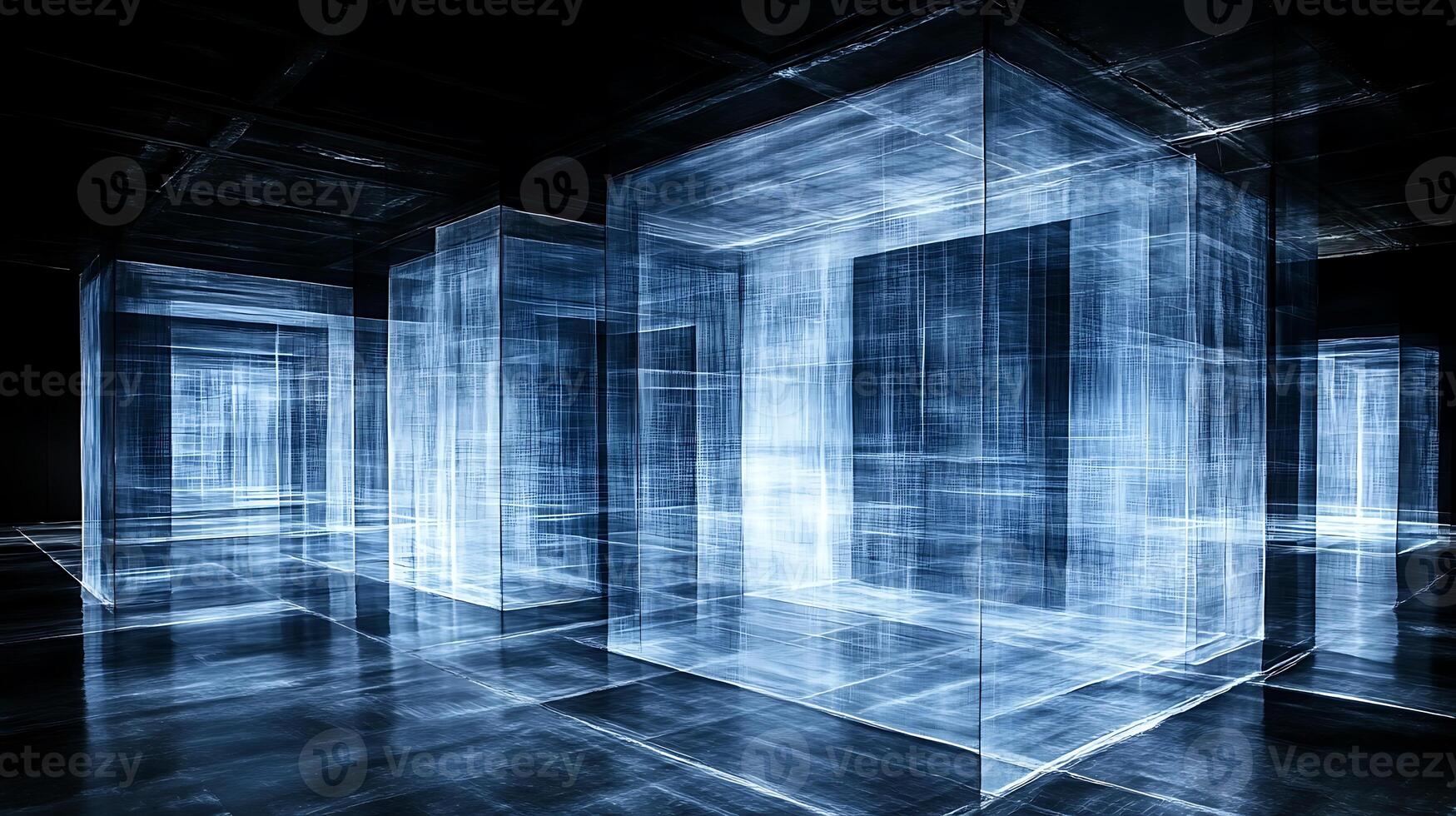 Modern Abstract Geometric Light Installation with Futuristic Design Elements photo