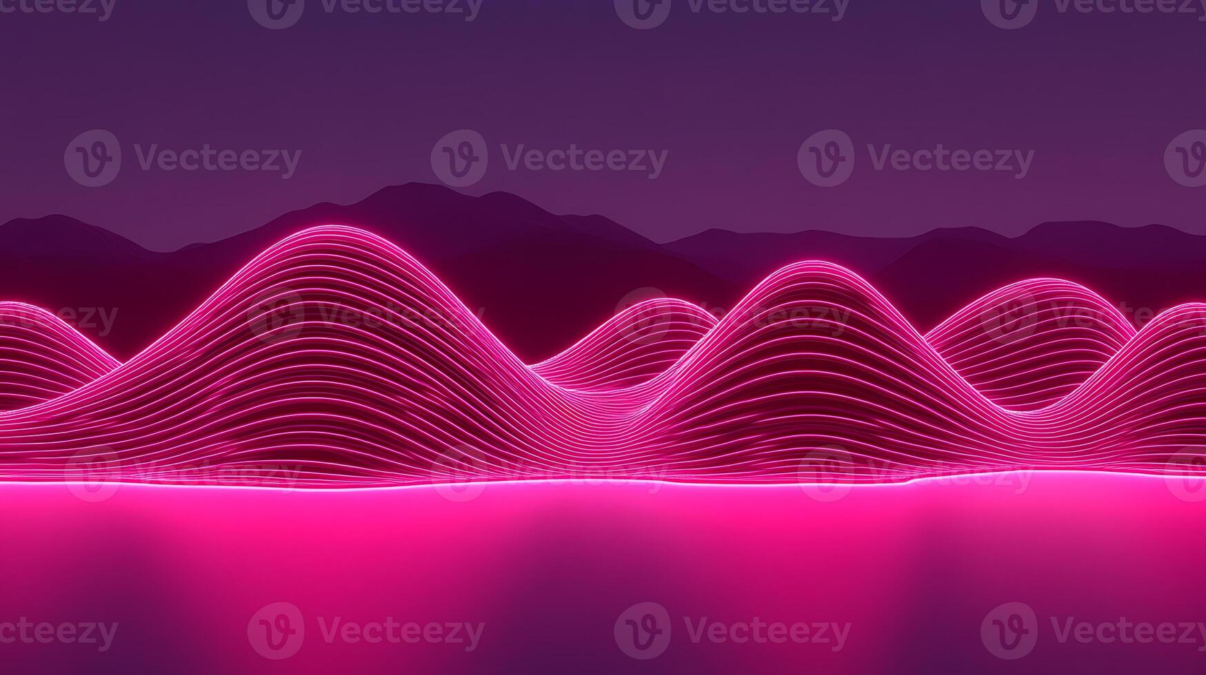 Vivid Neon Waves Against a Twilight Backdrop with Artistic Patterns photo