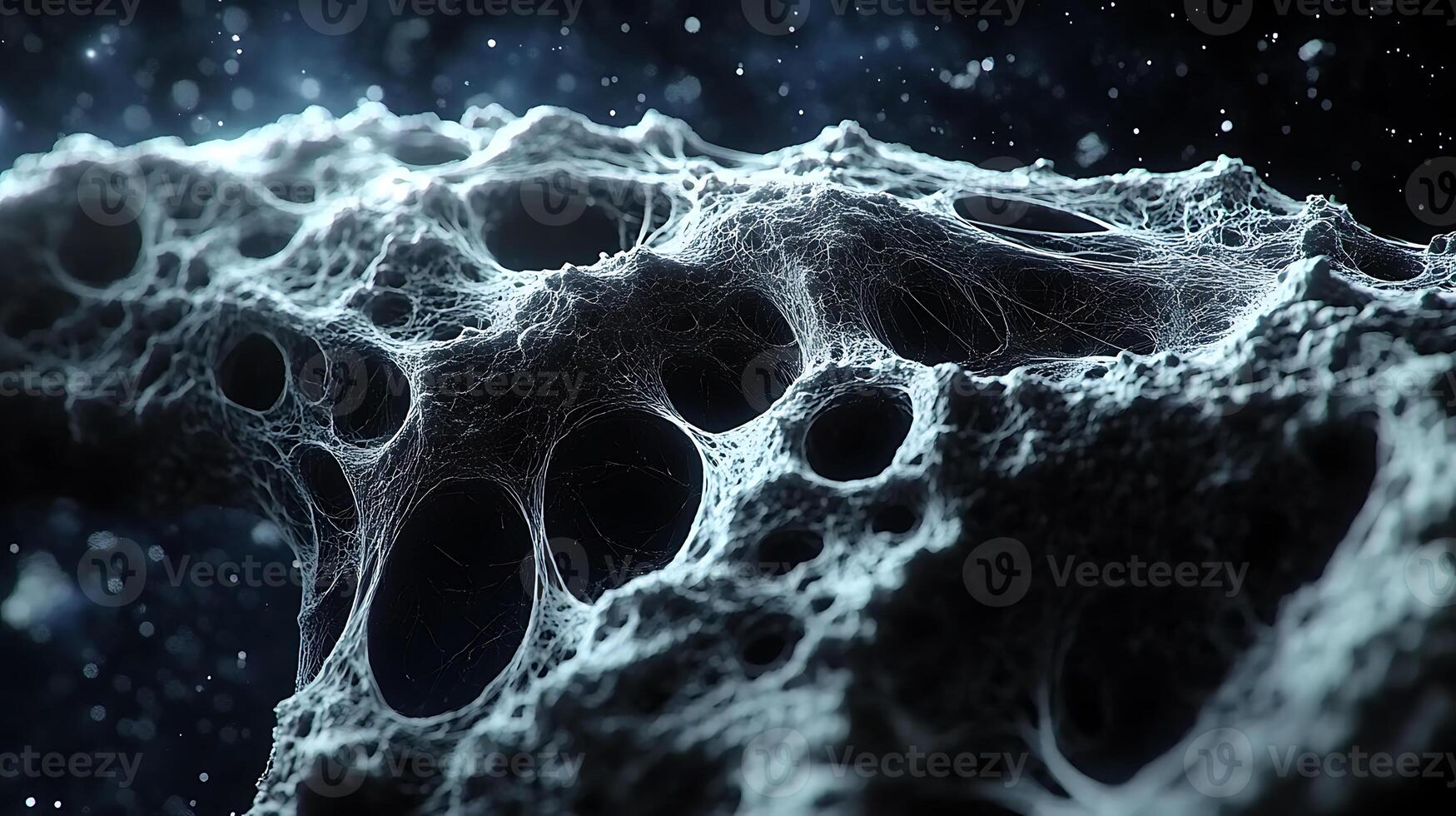 Abstract Close-Up View of a Porous Organic Structure with Intricate Webbing photo
