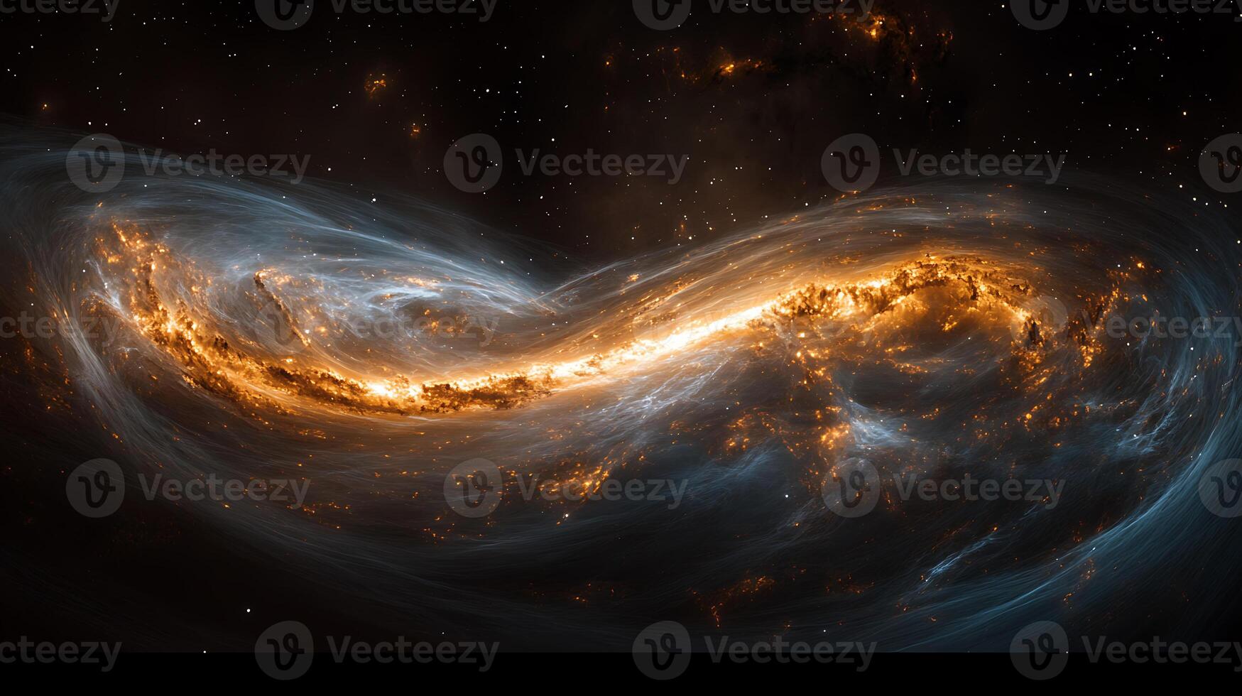 Spectacular Golden Swirl Galaxies Against a Star-Studded Cosmic Background photo