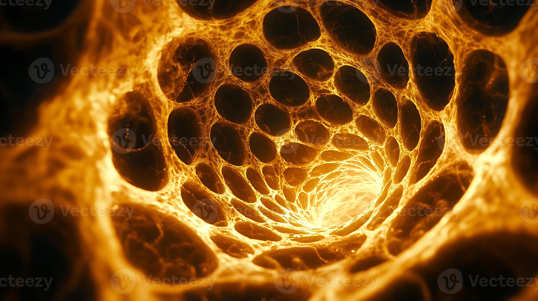 Abstract Texture of Glowing Latticed Tunnel with Warm Golden Shades photo