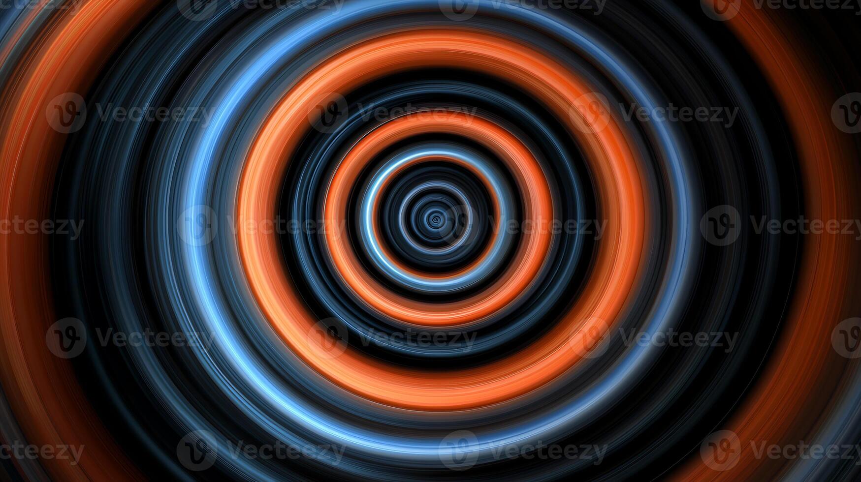 Abstract Visualization of Concentric Orange and Blue Swirling Circles photo